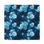 Blue Rose Floral Flower Pattern Print Silk Bandana