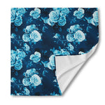Blue Rose Floral Flower Pattern Print Silk Bandana