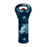 Blue Rose Floral Flower Pattern Print Single Neoprene Wine Tote