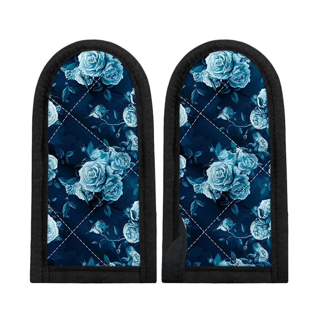 Blue Rose Floral Flower Pattern Print Skillet Handle Cover