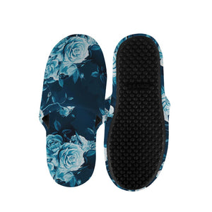 Blue Rose Floral Flower Pattern Print Slippers