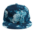 Blue Rose Floral Flower Pattern Print Snapback Cap