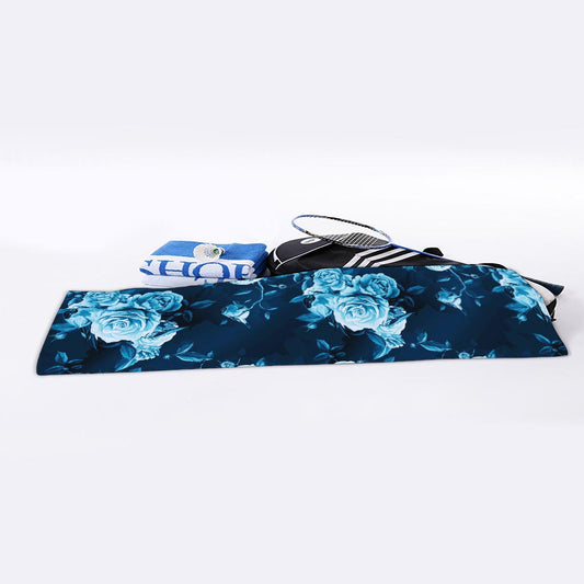 Blue Rose Floral Flower Pattern Print Sports Towel