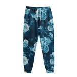 Blue Rose Floral Flower Pattern Print Sweatpants