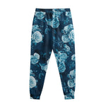 Blue Rose Floral Flower Pattern Print Sweatpants