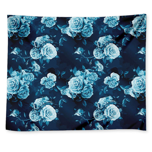 Blue Rose Floral Flower Pattern Print Tapestry