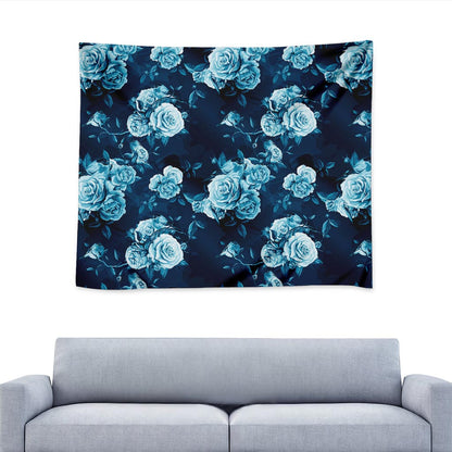Blue Rose Floral Flower Pattern Print Tapestry