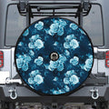 Blue Rose Floral Flower Pattern Print Tire Cover With Camera Hole