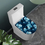 Blue Rose Floral Flower Pattern Print Toilet Lid Cover