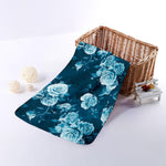 Blue Rose Floral Flower Pattern Print Towel