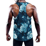 Blue Rose Floral Flower Pattern Print Training Tank Top