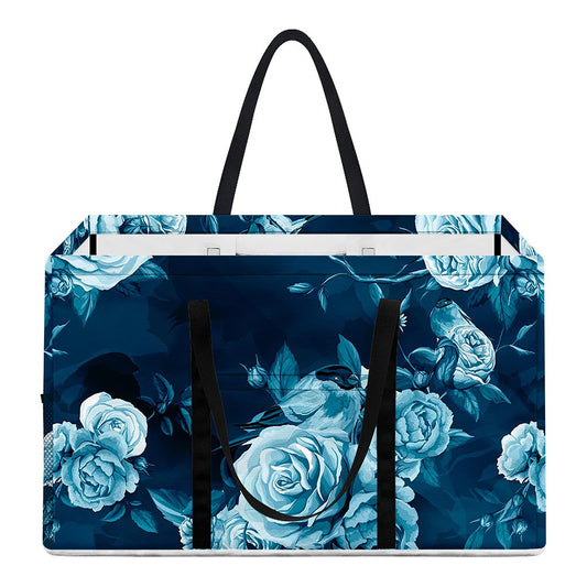 Blue Rose Floral Flower Pattern Print Utility Tote Bag