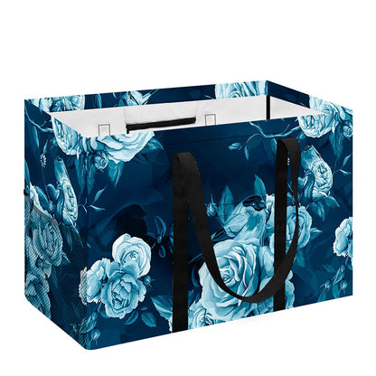 Blue Rose Floral Flower Pattern Print Utility Tote Bag