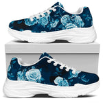 Blue Rose Floral Flower Pattern Print White Chunky Shoes