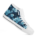 Blue Rose Floral Flower Pattern Print White High Top Sneakers