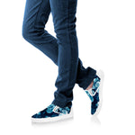 Blue Rose Floral Flower Pattern Print White Slip On Sneakers