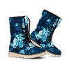 Blue Rose Floral Flower Pattern Print Winter Boots