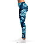 Blue Rose Floral Flower Pattern Print Women's Leggings