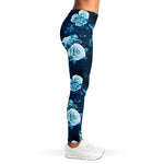 Blue Rose Floral Flower Pattern Print Women's Leggings