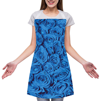 Blue Rose Print Adjustable Apron