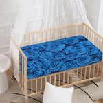 Blue Rose Print Baby Crib Sheet