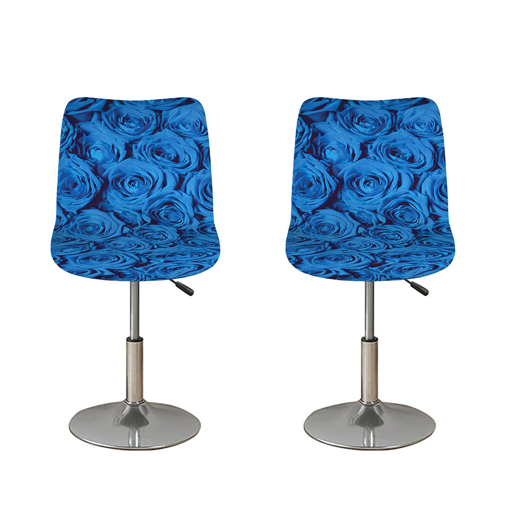 Blue Rose Print Bar Stool Covers