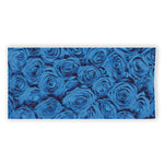 Blue Rose Print Beach Towel
