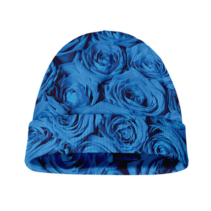Blue Rose Print Beanie