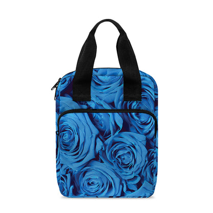 Blue Rose Print Bible Tote Bag