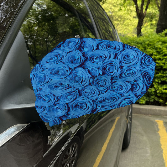 Blue Rose Print Car Side Mirror Covers