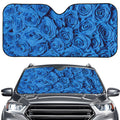 Blue Rose Print Car Windshield Sun Shade