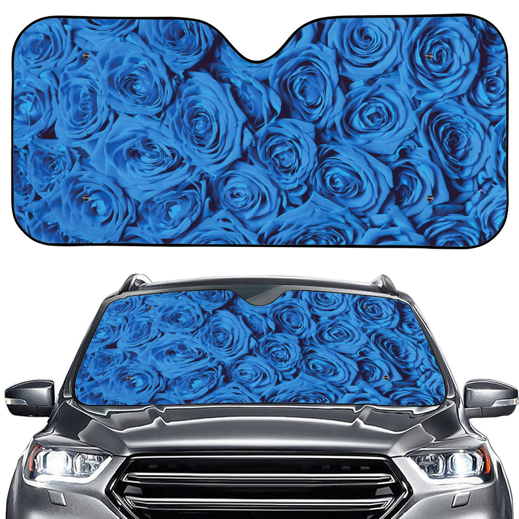 Blue Rose Print Car Windshield Sun Shade