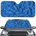 Blue Rose Print Car Windshield Sun Shade