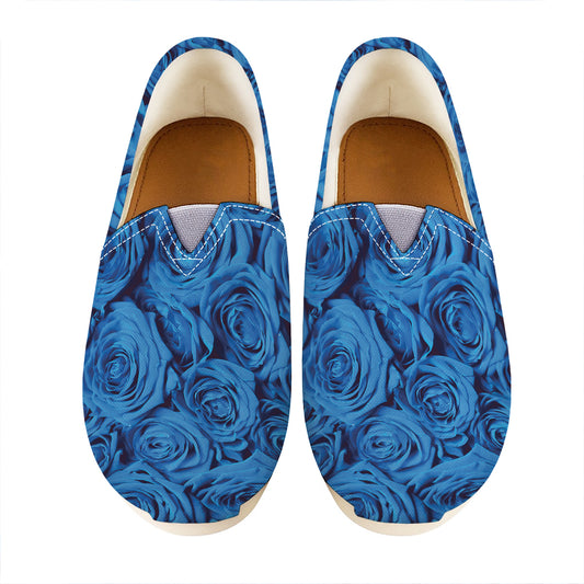 Blue Rose Print Casual Shoes