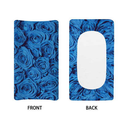 Blue Rose Print Changing Pad Cover