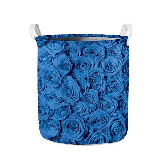 Blue Rose Print Collapsible Laundry Basket