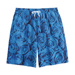 Blue Rose Print Cotton Shorts