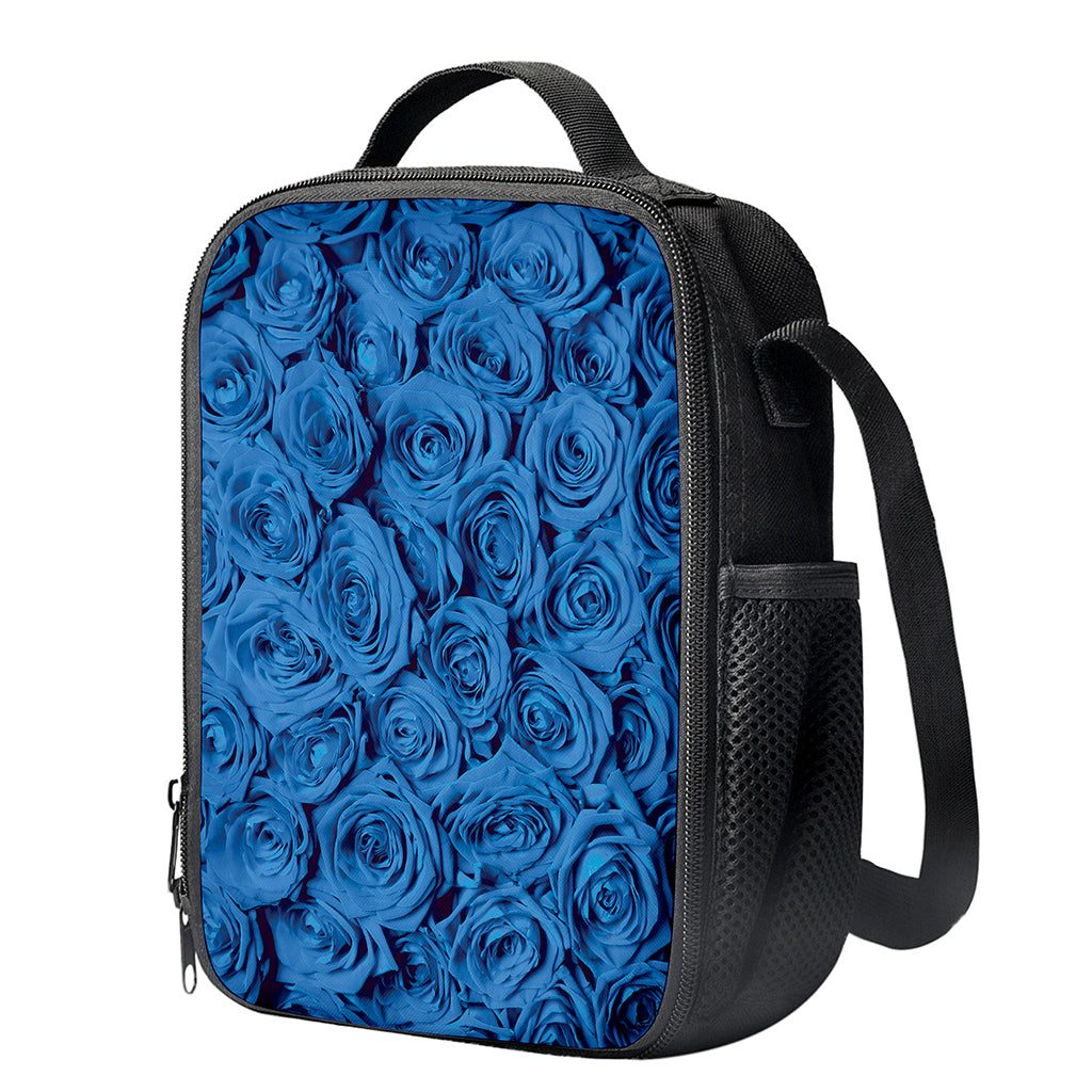 Blue Rose Print Crossbody Lunch Bag