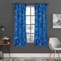 Blue Rose Print Grommet Curtain Panels
