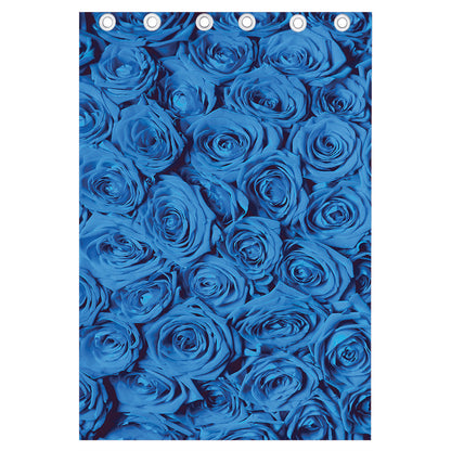 Blue Rose Print Curtain