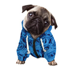 Blue Rose Print Dog Zip Up Hoodie