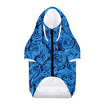 Blue Rose Print Dog Zip Up Hoodie