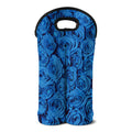 Blue Rose Print Double Neoprene Wine Tote