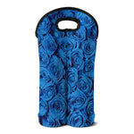 Blue Rose Print Double Neoprene Wine Tote