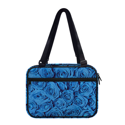 Blue Rose Print Double Strap Bible Bag