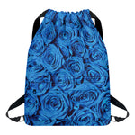 Blue Rose Print Drawstring Backpack
