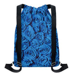 Blue Rose Print Drawstring Backpack