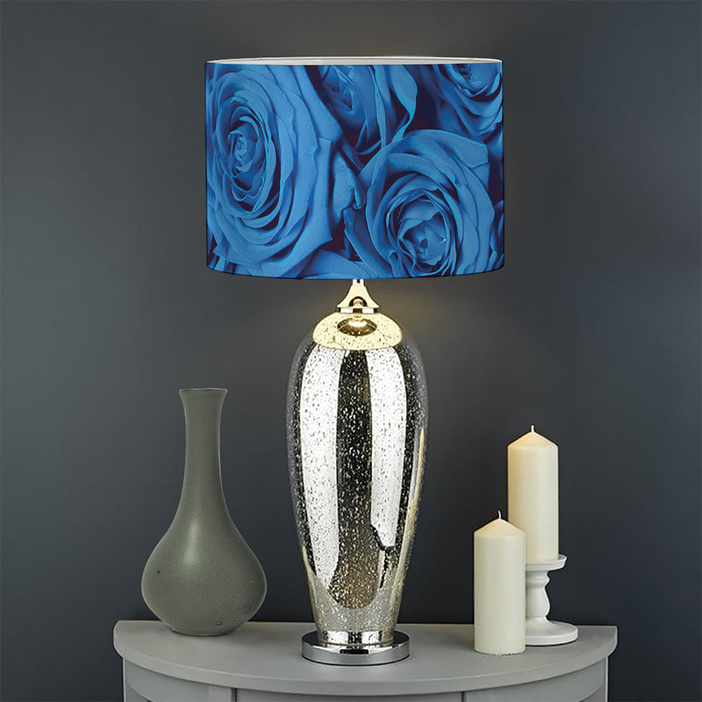 Blue Rose Print Drum Lamp Shade
