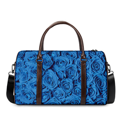 Blue Rose Print Duffle Bag