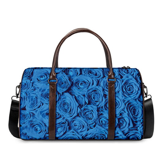 Blue Rose Print Duffle Bag